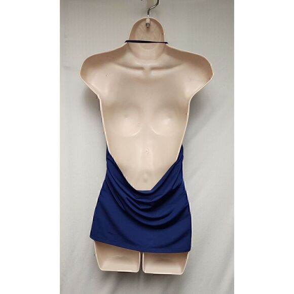 Fabletics Chiara Tank Blue Halter Neck Peekaboo Detail in Front Back Cow… - Picture 3 of 6